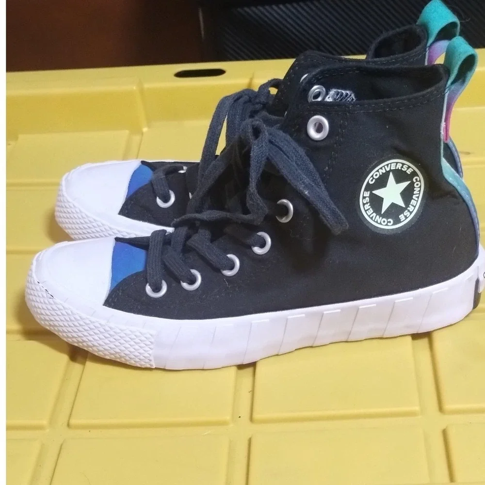 Converse Not-a-Chuck High Top Sneakers Black Multi Color Gradient Logo M4/W6